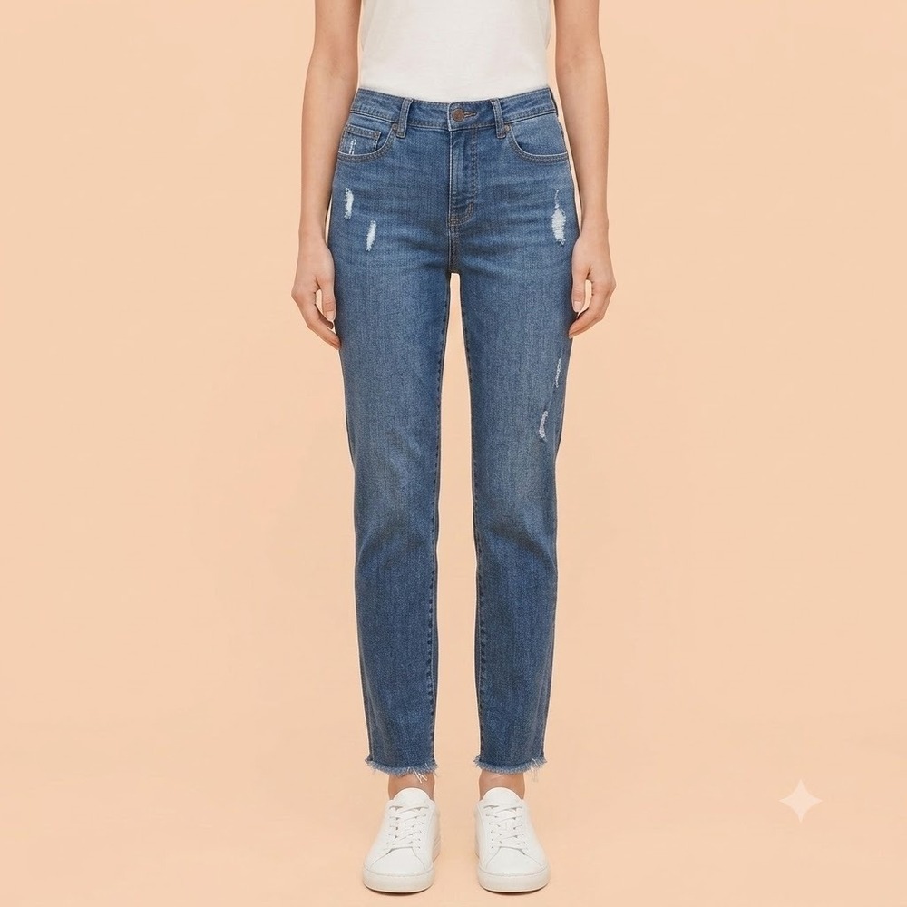 Talbots Flawless Five-Pocket Jeans Women's 4 Slim Straight High Waist Distressed